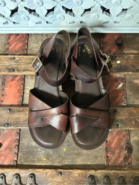 Kork-Ease Brown Leather Platform Sandals Women’s 10 EU 42